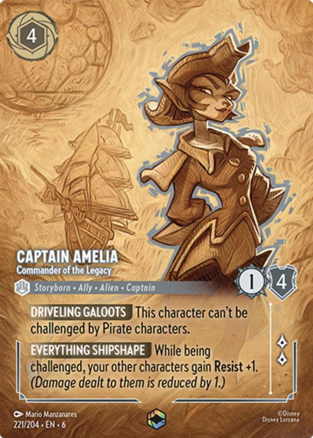 Captain Amelia - Commander of the Legacy (Enchanted) (221/204) [Azurite Sea] | The CG Realm