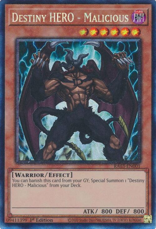 Destiny HERO - Malicious (CR) [RA03-EN001] Prismatic Collector's Rare | The CG Realm