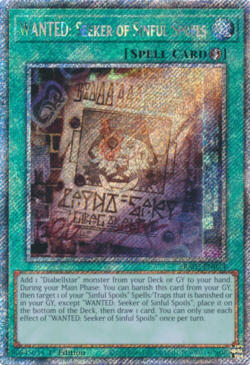 WANTED: Seeker of Sinful Spoils (Platinum Secret Rare) [RA03-EN074] Platinum Secret Rare | The CG Realm