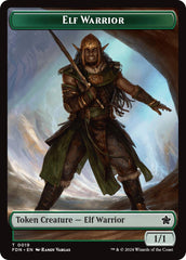 Elf Warrior // Raccoon Doubled-Sided Token [Foundations Tokens] | The CG Realm