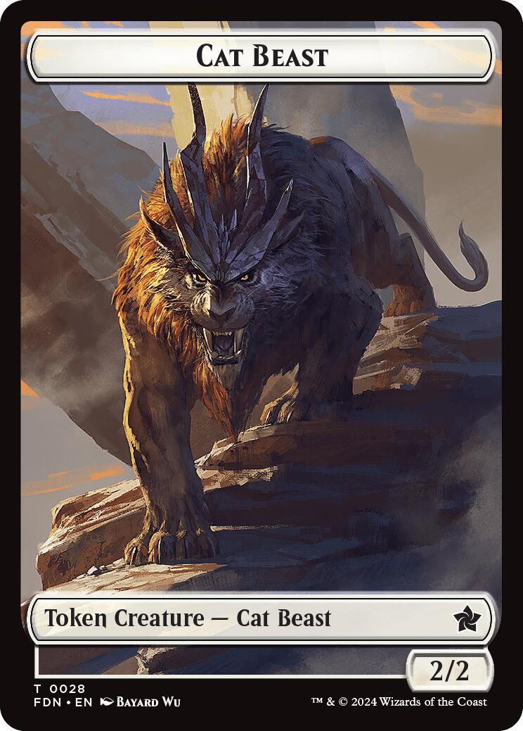 Cat Beast // Dragon (0017) Double-Sided Token [Foundations Tokens] | The CG Realm