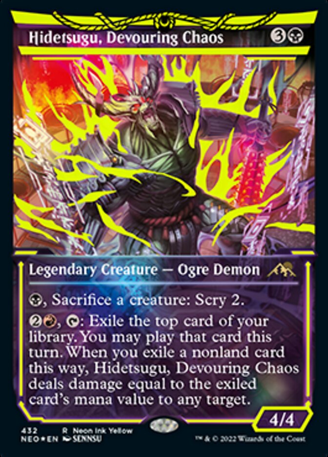 Hidetsugu, Devouring Chaos (Neon Ink Yellow) [Kamigawa: Neon Dynasty] | The CG Realm