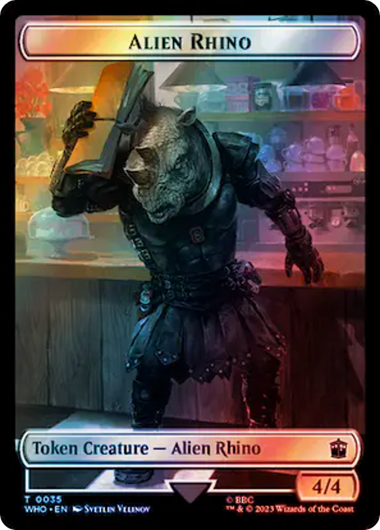 Alien Rhino // Clue (0055) Double-Sided Token (Surge Foil) [Doctor Who Tokens] | The CG Realm