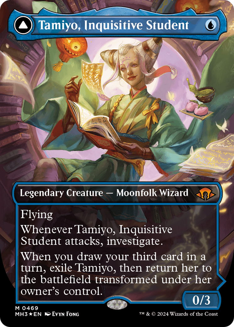 Tamiyo, Inquisitive Student // Tamiyo, Seasoned Scholar (Borderless) (Textured Foil) [Modern Horizons 3] | The CG Realm