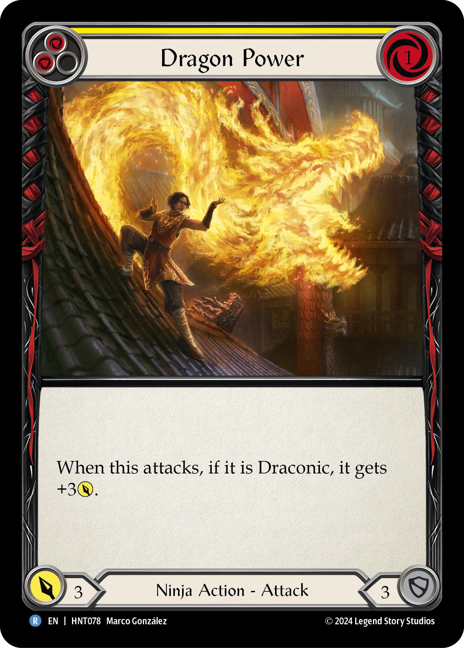 Dragon Power (Yellow) [HNT078] (The Hunted)  Rainbow Foil | The CG Realm