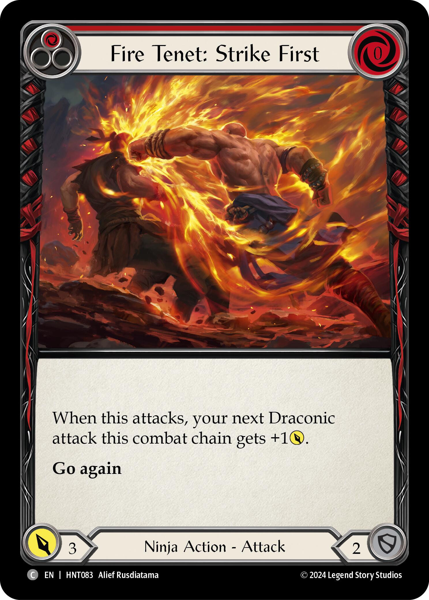 Fire Tenet: Strike First (Red) [HNT083] (The Hunted)  Rainbow Foil | The CG Realm