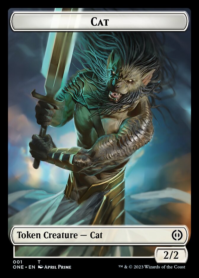 Rebel // Cat Double-Sided Token [Phyrexia: All Will Be One Tokens] | The CG Realm