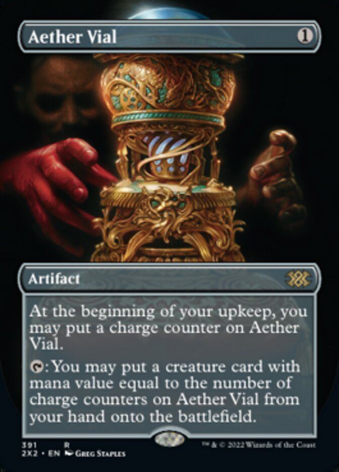 Aether Vial (Borderless Alternate Art) [Double Masters 2022] | The CG Realm