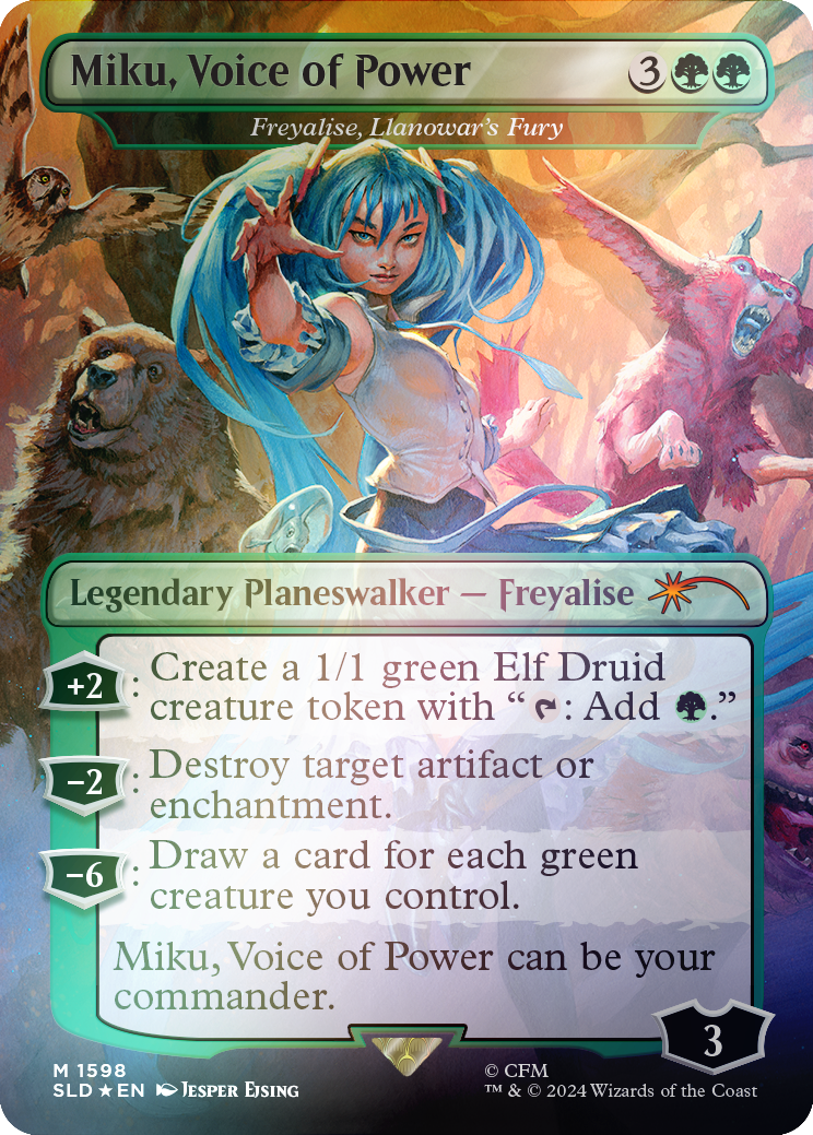 Miku, Voice of Power - Freyalise, Llanowar's Fury (Rainbow Foil) [Secret Lair Drop Series] | The CG Realm