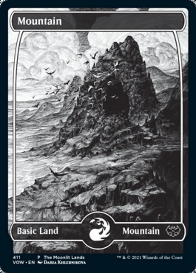 Mountain (The Moonlit Lands) (Foil Etched) [Innistrad: Crimson Vow Promos] | The CG Realm