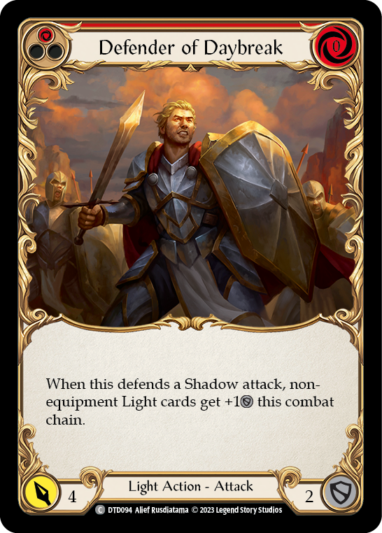 Defender of Daybreak (Red) [DTD094] (Dusk Till Dawn)  Rainbow Foil | The CG Realm