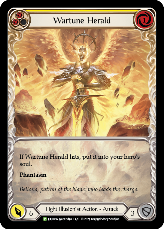 Wartune Herald (Yellow Extended Art) [FAB036] (Promo)  Rainbow Foil | The CG Realm