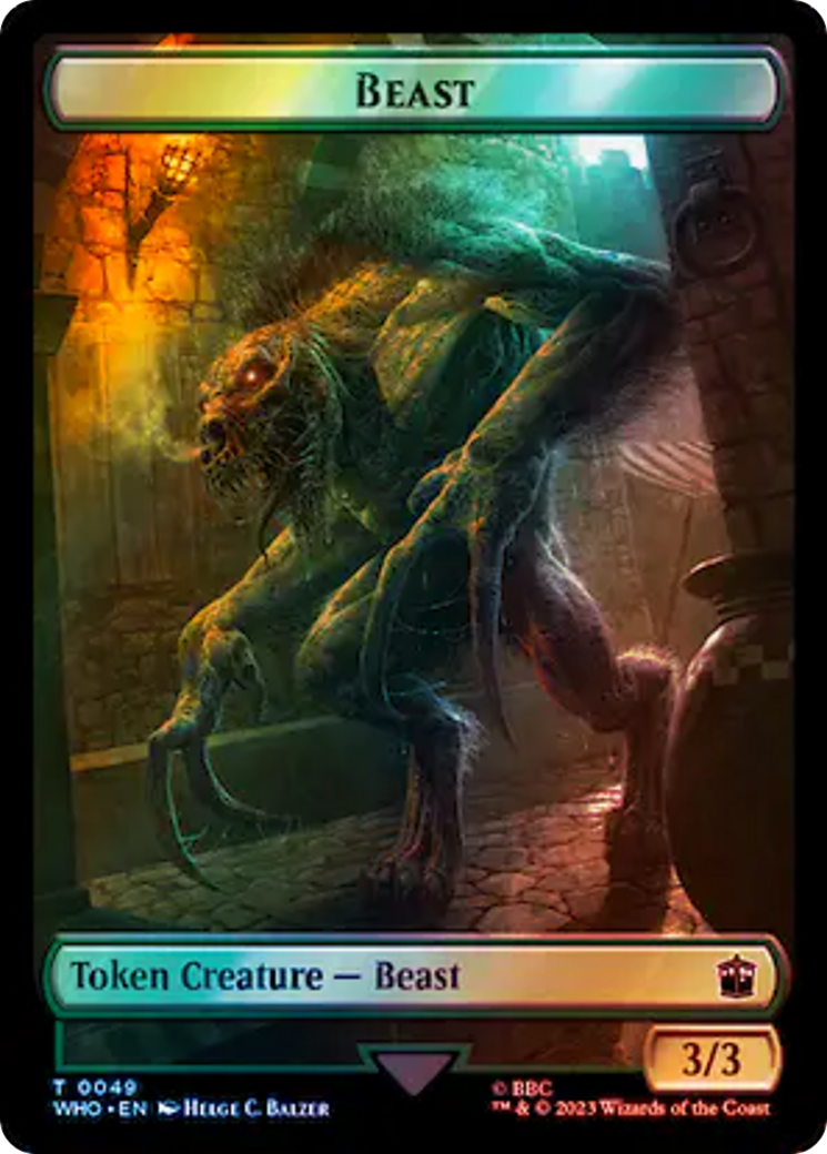 Human Noble // Beast Double-Sided Token (Surge Foil) [Doctor Who Tokens] | The CG Realm