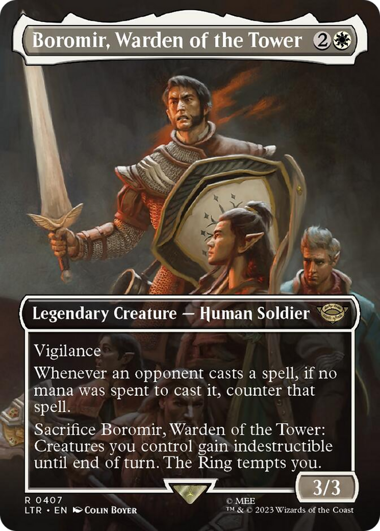 Boromir, Warden of the Tower (Borderless Alternate Art) [The Lord of the Rings: Tales of Middle-Earth] | The CG Realm