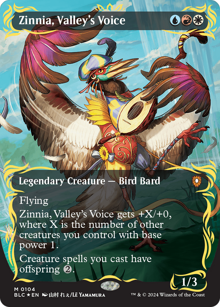 Zinnia, Valley's Voice (Borderless) (Raised Foil) [Bloomburrow Commander] | The CG Realm