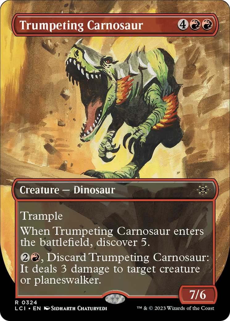 Trumpeting Carnosaur (Borderless) [The Lost Caverns of Ixalan] | The CG Realm