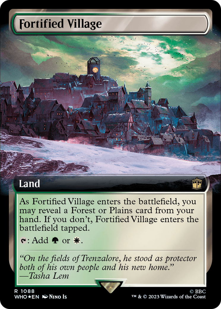 Fortified Village (Extended Art) (Surge Foil) [Doctor Who] | The CG Realm