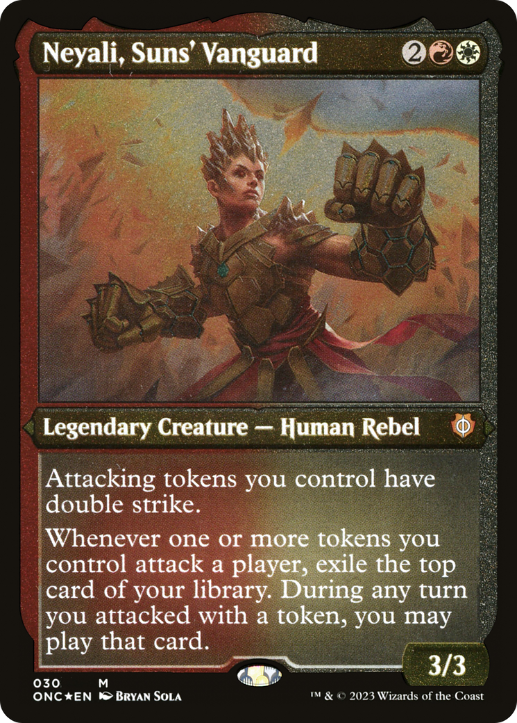 Neyali, Suns' Vanguard (Foil Etched) (Display Commander) [Phyrexia: All Will Be One Commander] | The CG Realm