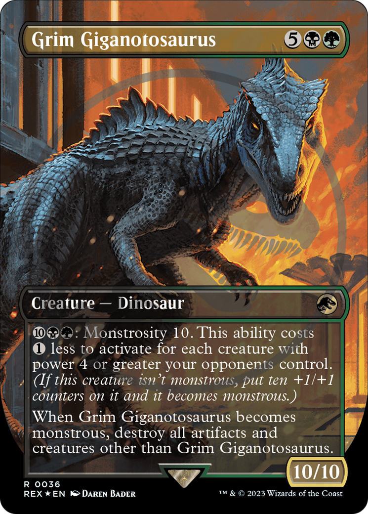 Grim Giganotosaurus (Emblem) (Borderless) [Jurassic World Collection Tokens] | The CG Realm