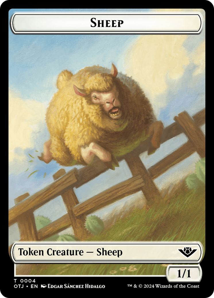 Mercenary // Sheep Double-Sided Token [Outlaws of Thunder Junction Tokens] | The CG Realm