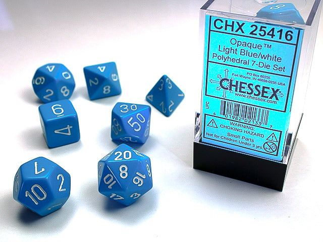 OPAQUE 7-DIE SET LIGHT BLUE/WHITE | The CG Realm