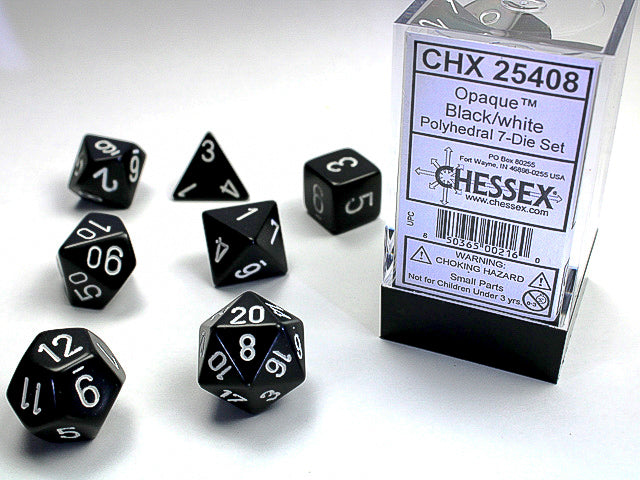 OPAQUE 7-DIE SET BLACK/WHITE | The CG Realm