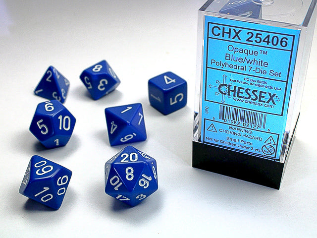 OPAQUE 7-DIE SET BLUE/WHITE | The CG Realm