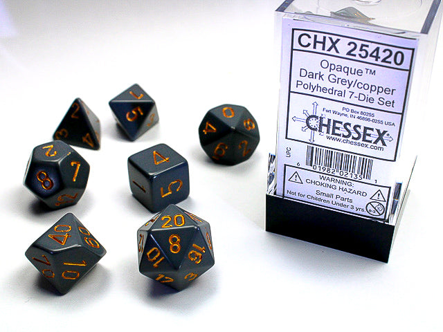 OPAQUE 7-DIE SET DARK GREY/COPPER | The CG Realm