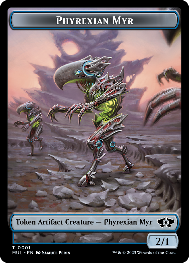 Phyrexian Myr // Wrenn and Realmbreaker Emblem Double-Sided Token [March of the Machine Tokens] | The CG Realm