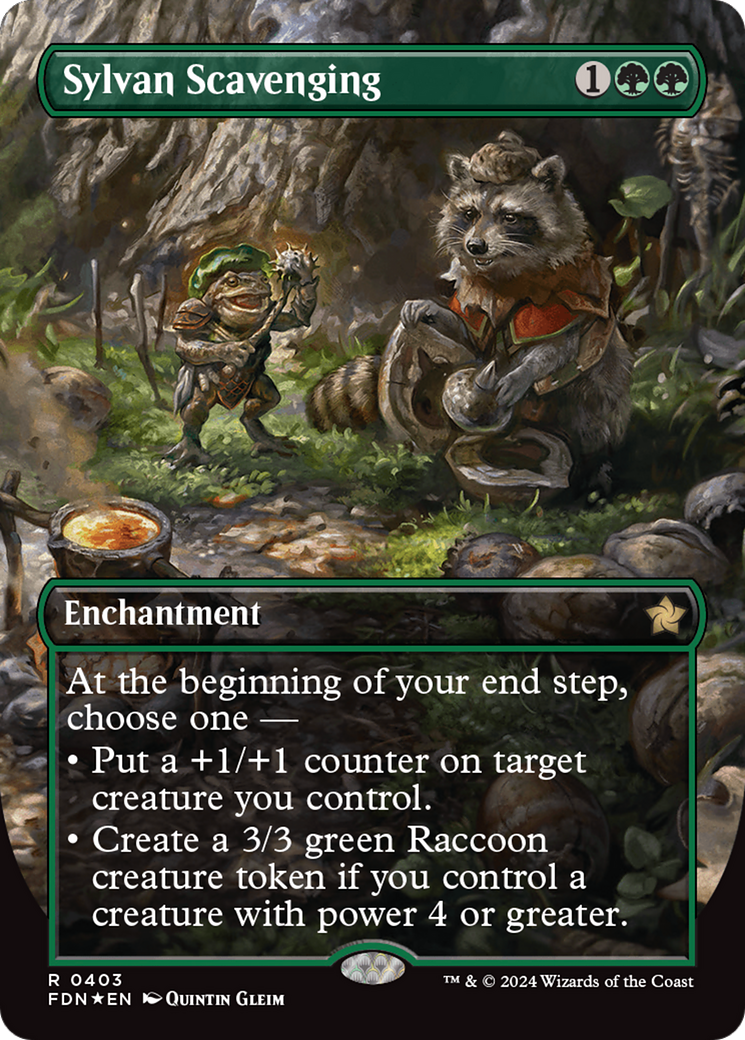 Sylvan Scavenging (Borderless) (Mana Foil) [Foundations] | The CG Realm