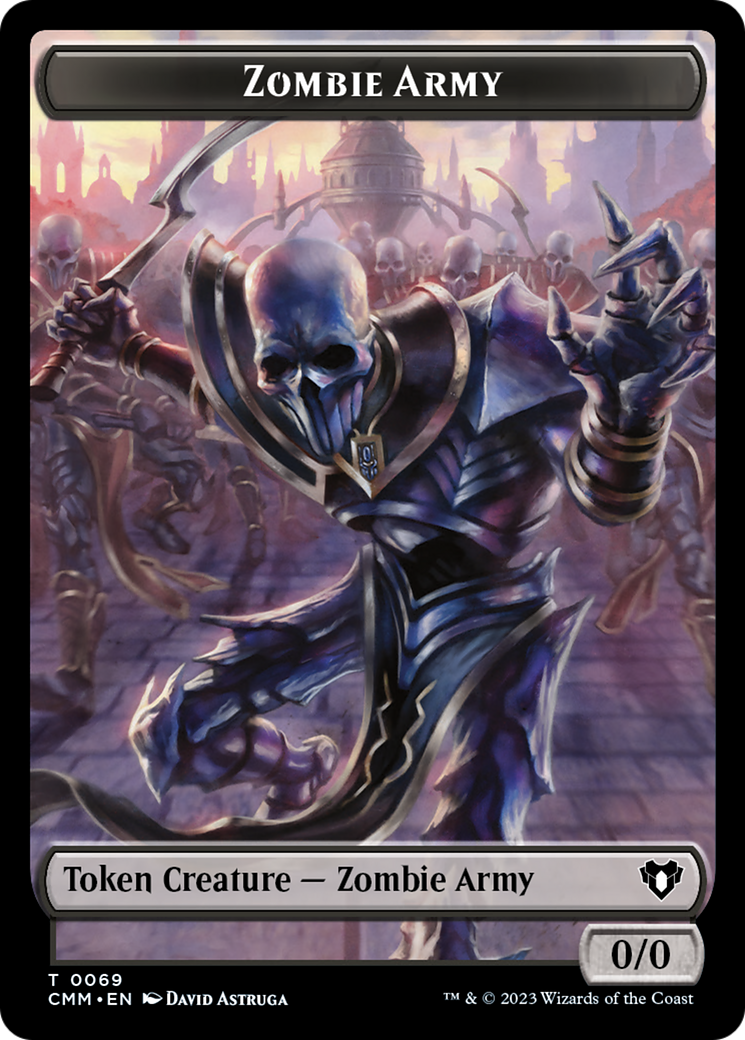 Human Warrior // Zombie Army Double-Sided Token [Commander Masters Tokens] | The CG Realm