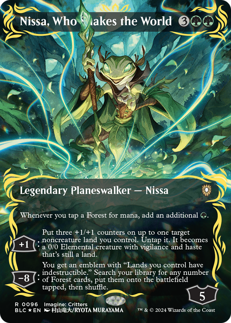 Nissa, Who Shakes the World (Borderless) (Raised Foil) [Bloomburrow Commander] | The CG Realm