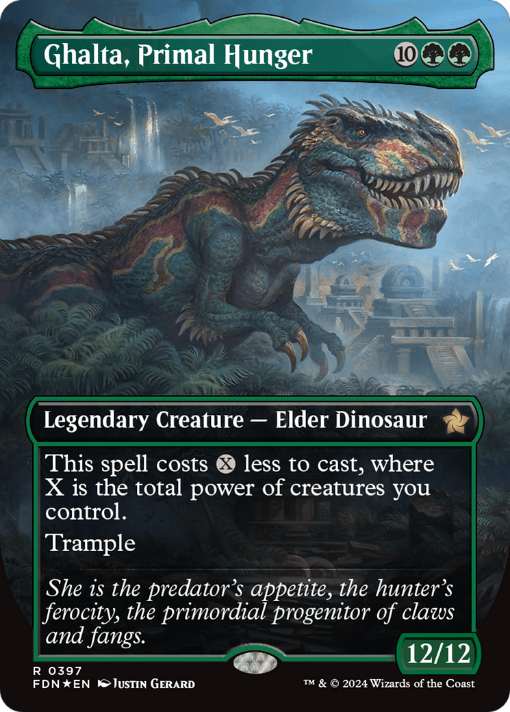 Ghalta, Primal Hunger (Borderless) (Mana Foil) [Foundations] | The CG Realm