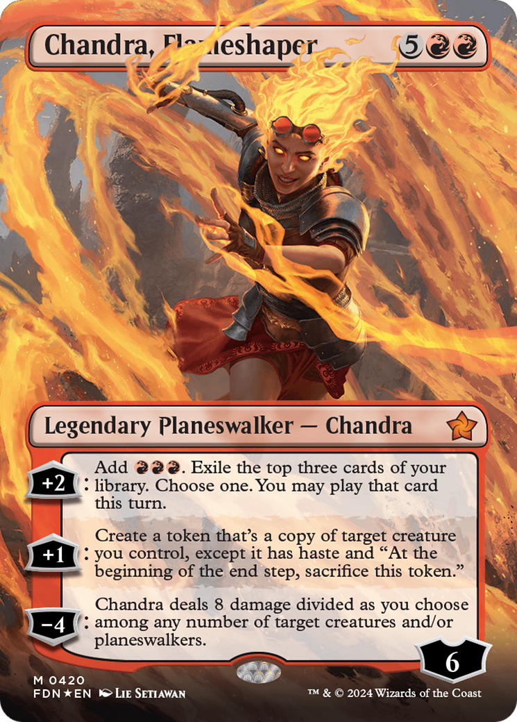 Chandra, Flameshaper (Borderless) (Mana Foil) [Foundations] | The CG Realm