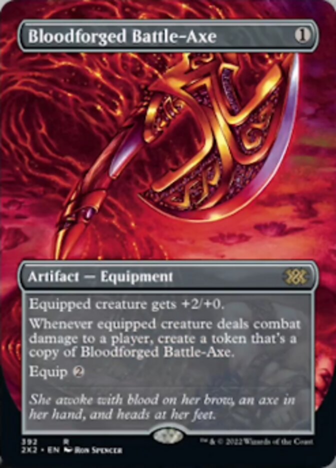 Bloodforged Battle-Axe (Borderless Alternate Art) [Double Masters 2022] | The CG Realm