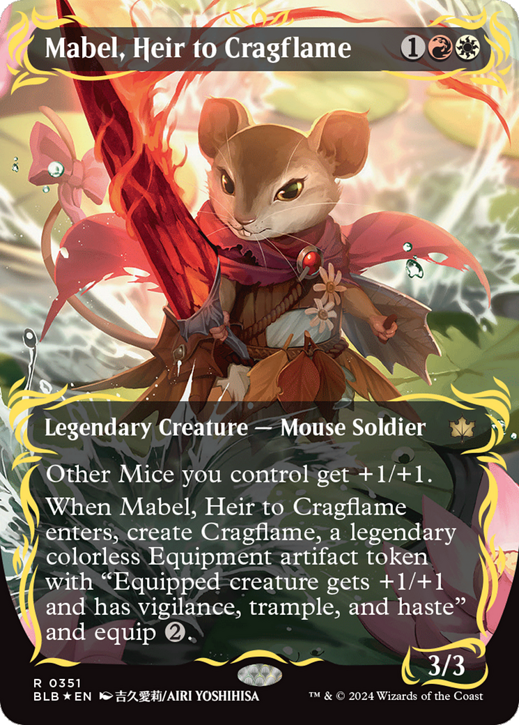 Mabel, Heir to Cragflame (Borderless) (Raised Foil) [Bloomburrow] | The CG Realm