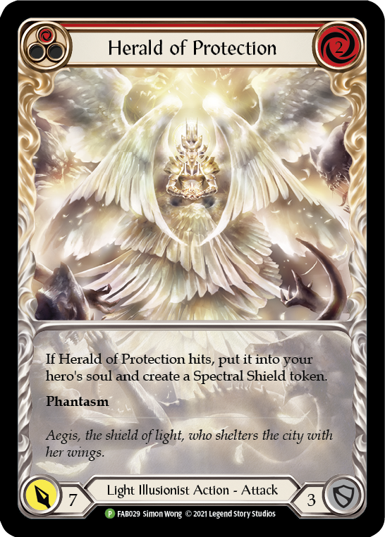 Herald of Protection (Red Extended Art) [FAB029] (Promo)  Rainbow Foil | The CG Realm