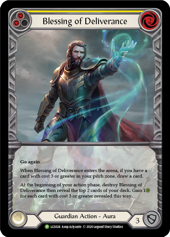 Blessing of Deliverance (Yellow) [LGS024] (Promo)  Rainbow Foil | The CG Realm