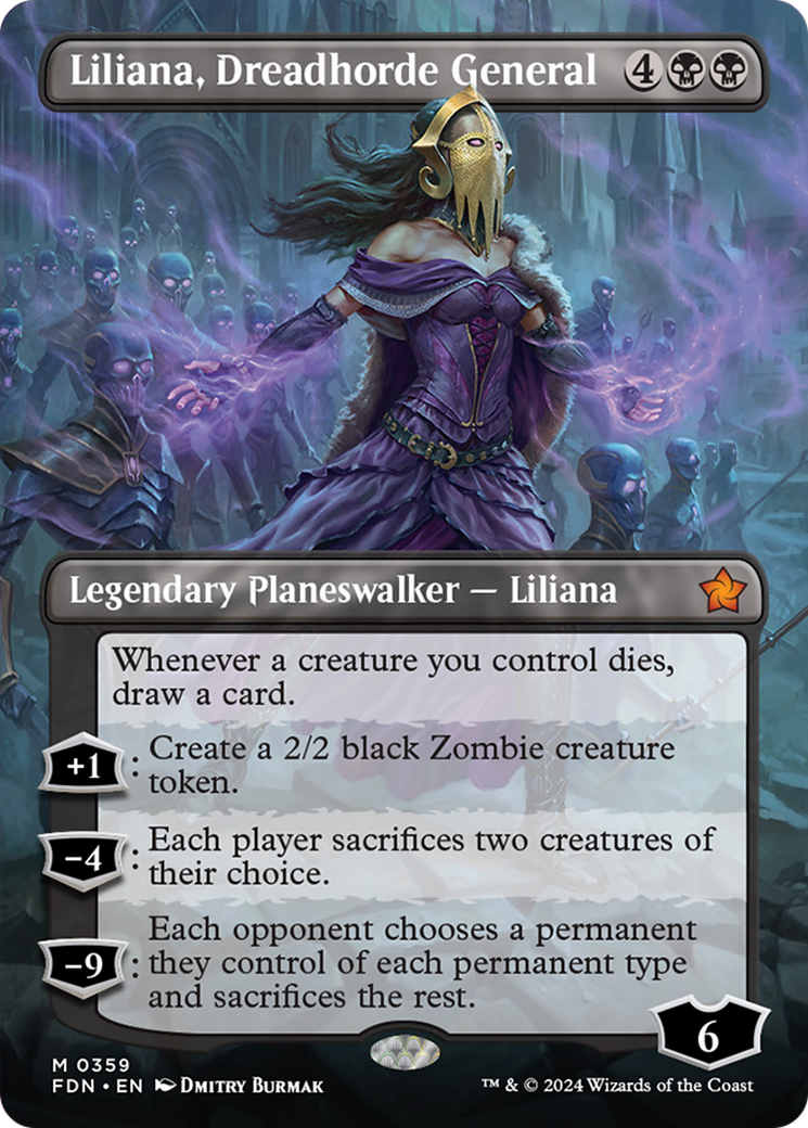 Liliana, Dreadhorde General (Borderless) [Foundations] | The CG Realm