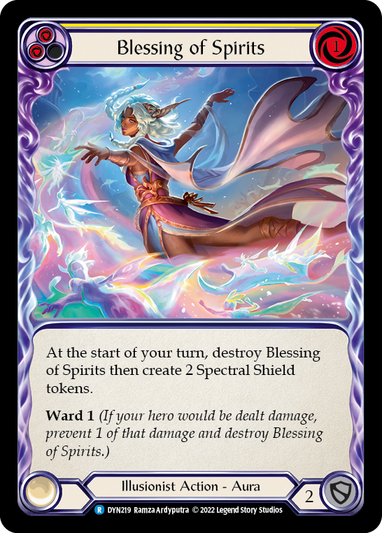 Blessing of Spirits (Yellow) [DYN219] (Dynasty)  Rainbow Foil | The CG Realm