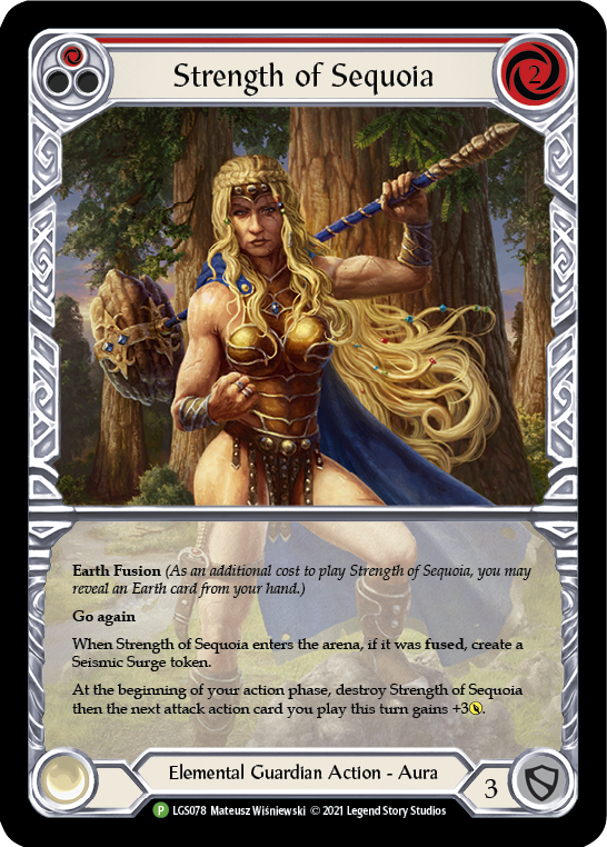 Strength of Sequoia (Red) [LGS078] (Promo)  Rainbow Foil | The CG Realm