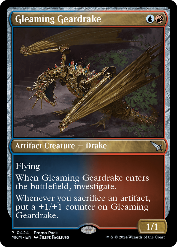 Gleaming Geardrake (Promo Pack) [Murders at Karlov Manor Promos] | The CG Realm