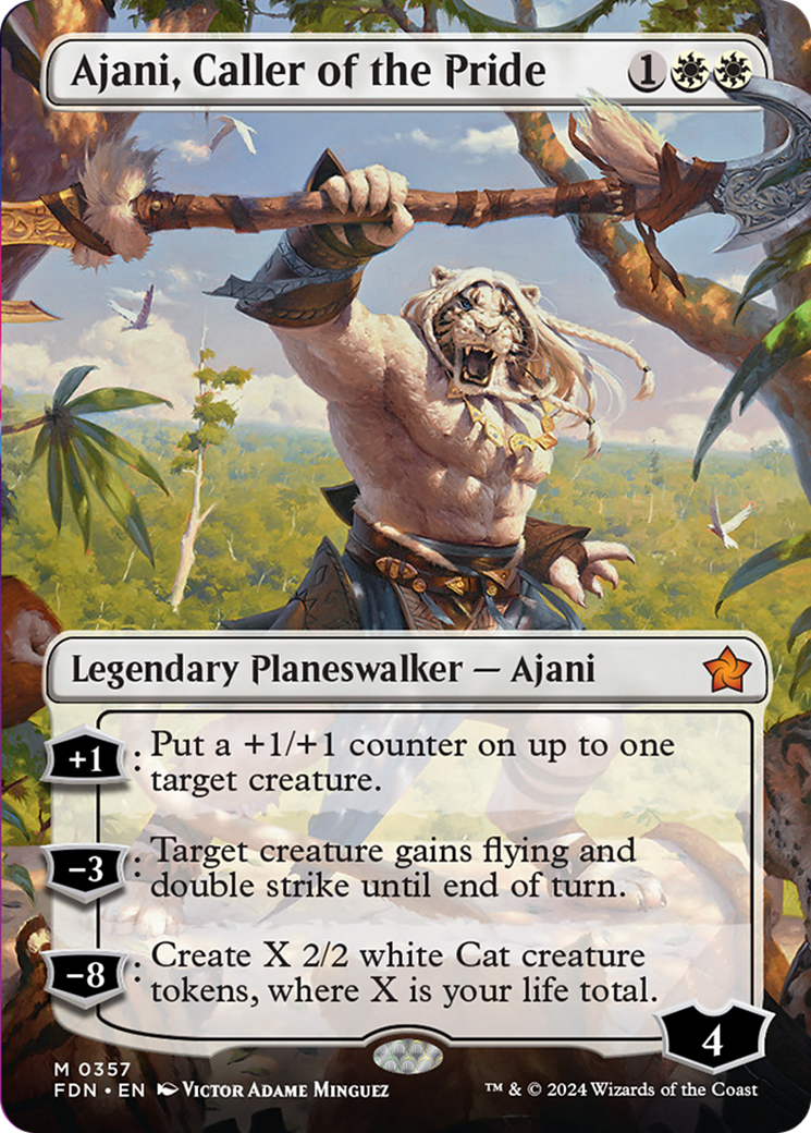 Ajani, Caller of the Pride (Borderless) [Foundations] | The CG Realm