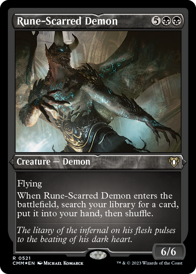 Rune-Scarred Demon (Foil Etched) [Commander Masters] | The CG Realm