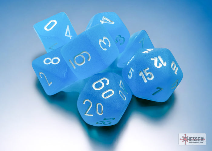 MINI FROSTED 7-DIE SET CARIBBEAN BLUE/WHITE | The CG Realm