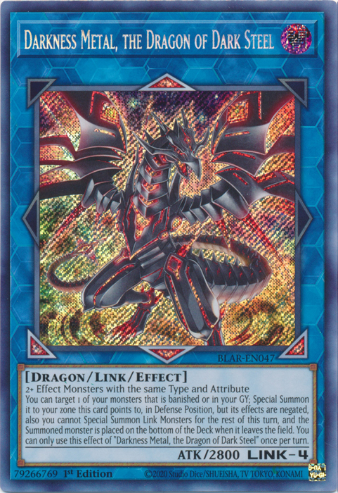 Darkness Metal, the Dragon of Dark Steel [BLAR-EN047] Secret Rare | The CG Realm