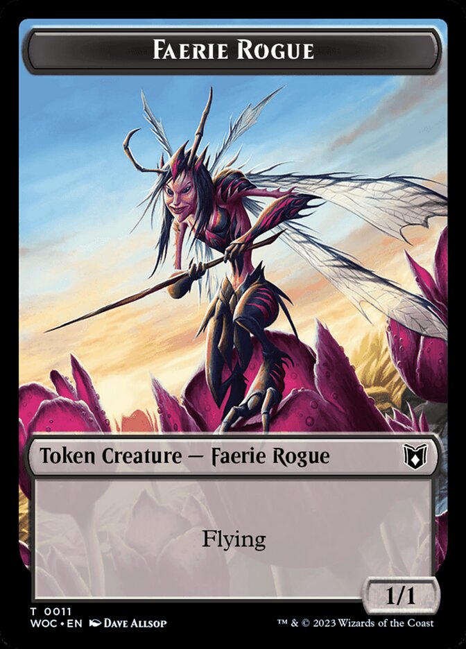 Faerie Rogue // Faerie (0011) Double-Sided Token [Wilds of Eldraine Commander Tokens] | The CG Realm