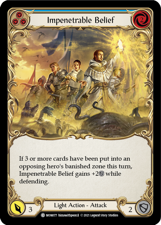 Impenetrable Belief (Blue) [MON077-RF] (Monarch)  1st Edition Rainbow Foil | The CG Realm