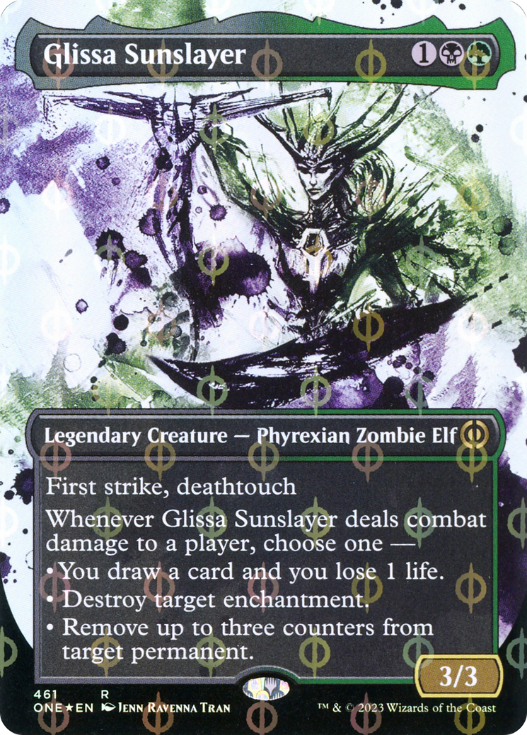 Glissa Sunslayer (Borderless Ichor Step-and-Compleat Foil) [Phyrexia: All Will Be One] | The CG Realm