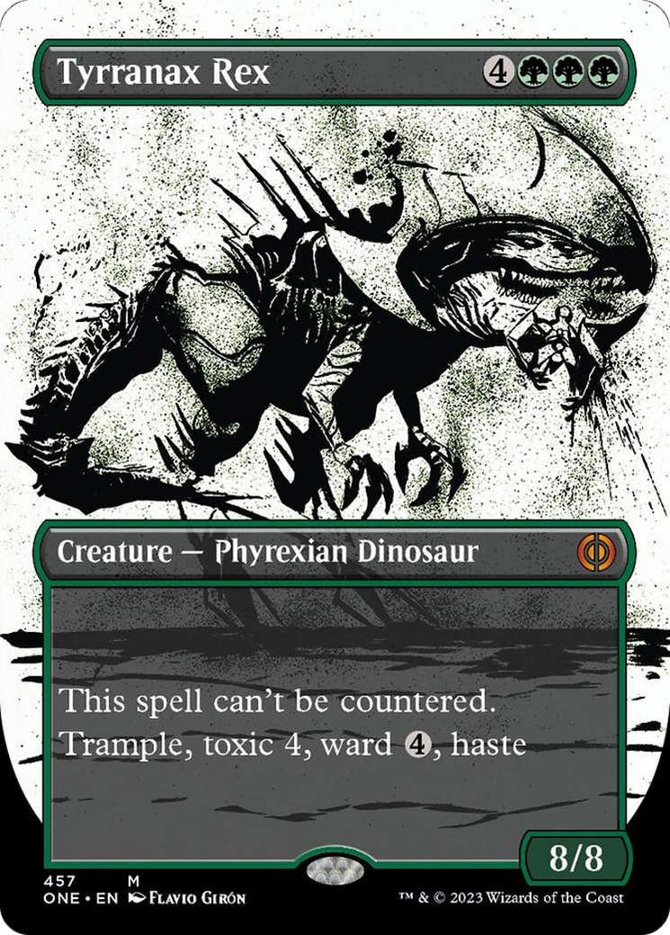 Tyrranax Rex (Borderless Ichor Step-and-Compleat Foil) [Phyrexia: All Will Be One] | The CG Realm